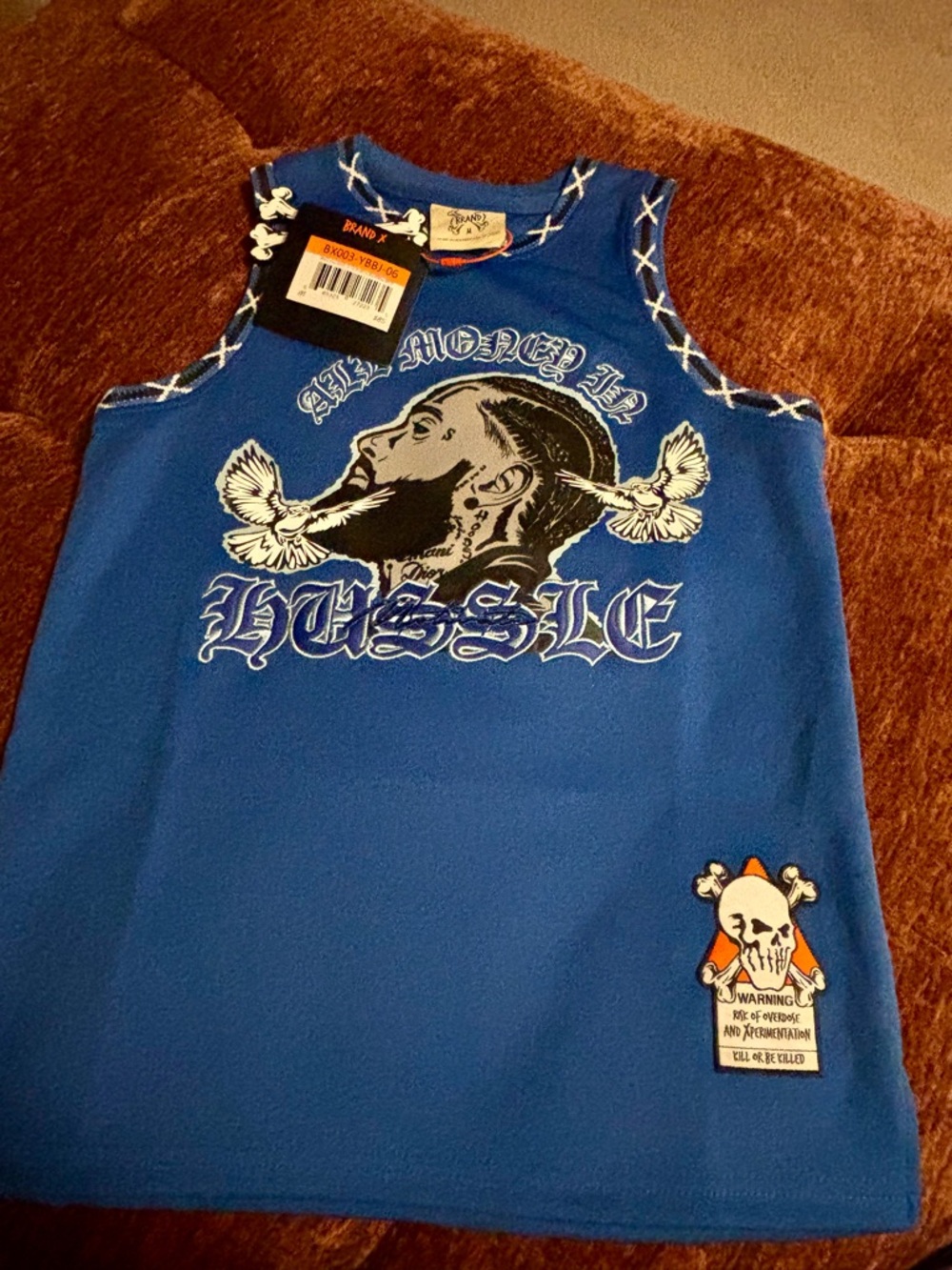 Blue Graphic Kids Jersey Tank Top Youth Medium
